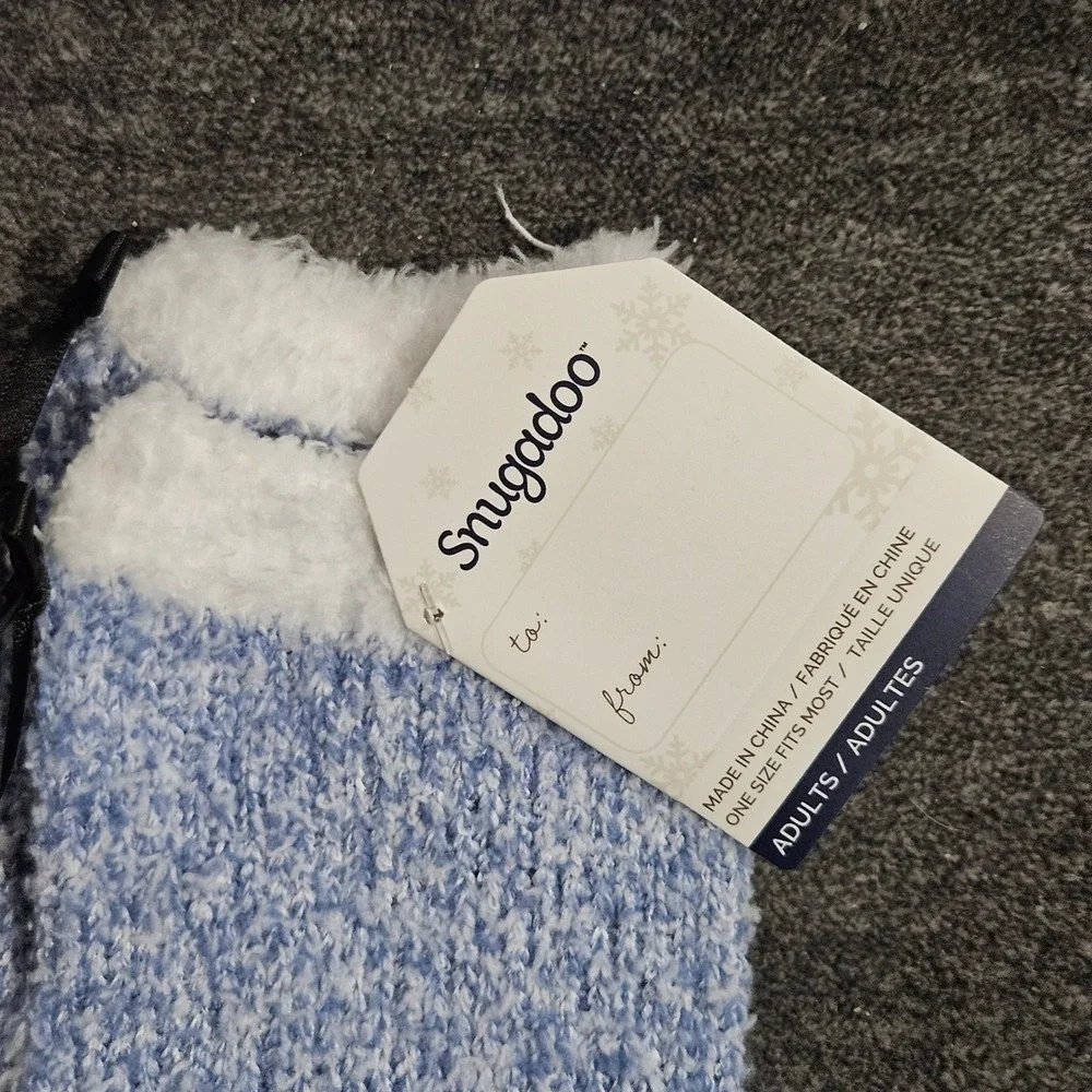Snugadoo Blue White Marled Fuzzy Socks Women One Size Cozy Crew Socks
